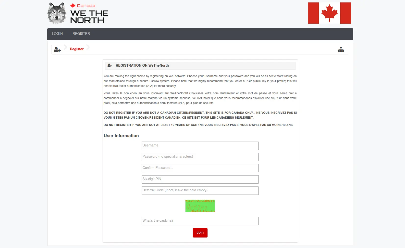 We The North Market registration process for new Canadian users